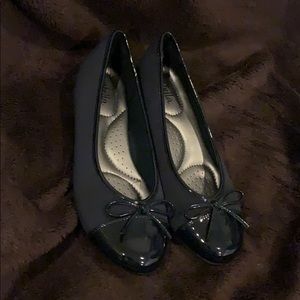 Navy blue baby doll shoes